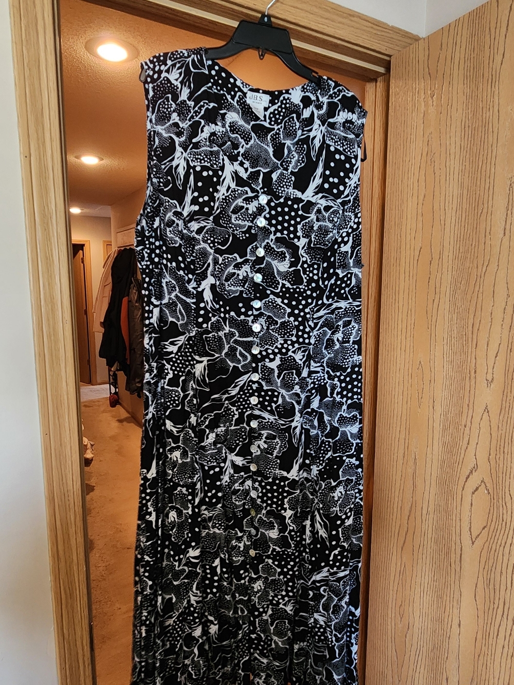 J.B.S. Black and White Floral Midi Dress